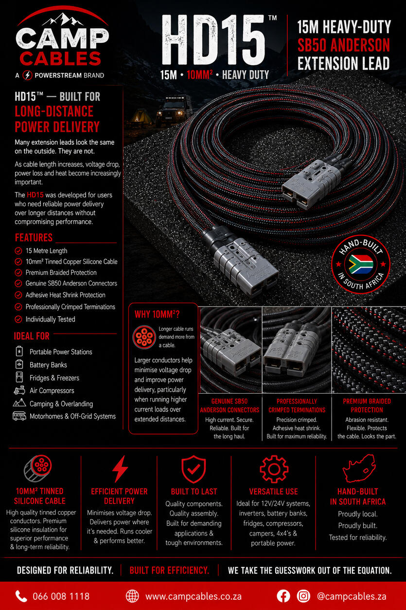 HD15 SB50 Anderson Extension (30amp Continuous)